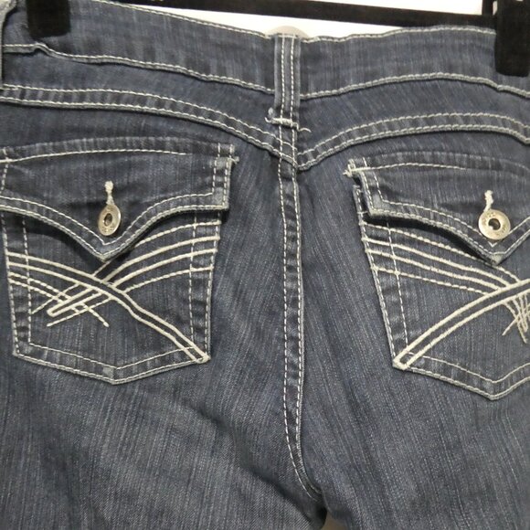 BONGO - Denim Vision | size 7 | Classic Flared Dark Wash  Blue Denim Jeans - Picture 11 of 16